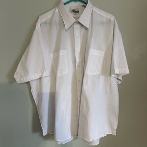 Haband Men's White Short Sleeve button down Shirt. Size 18 (I1)